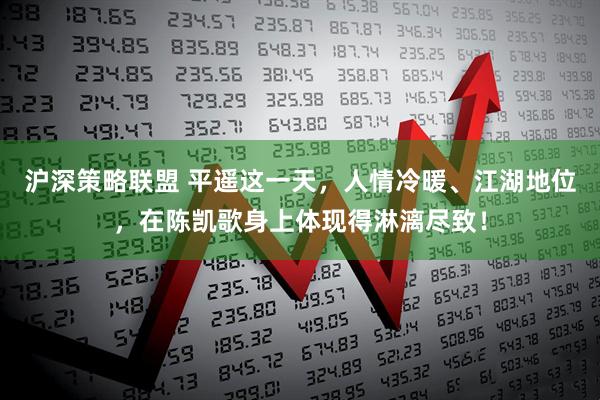 沪深策略联盟 平遥这一天，人情冷暖、江湖地位，在陈凯歌身上体现得淋漓尽致！